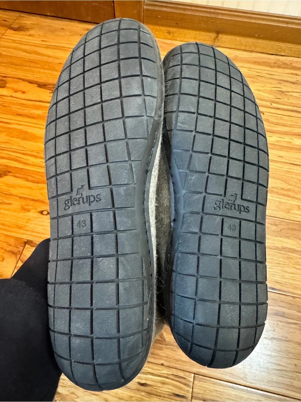 Glerups  boot Gray Wool Slipper With Black Rubber Bottom -  EU Size 43 Unisex‎